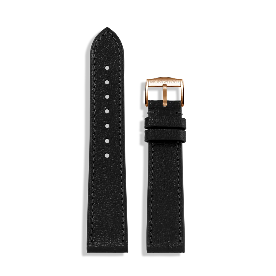 MonChard Goat Black klokkerem 18 mm svart kalveskinn
