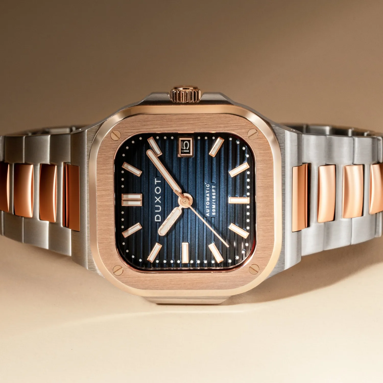 Duxot Quadrata Automatic klokke Capri Blue 42 mm stållenk