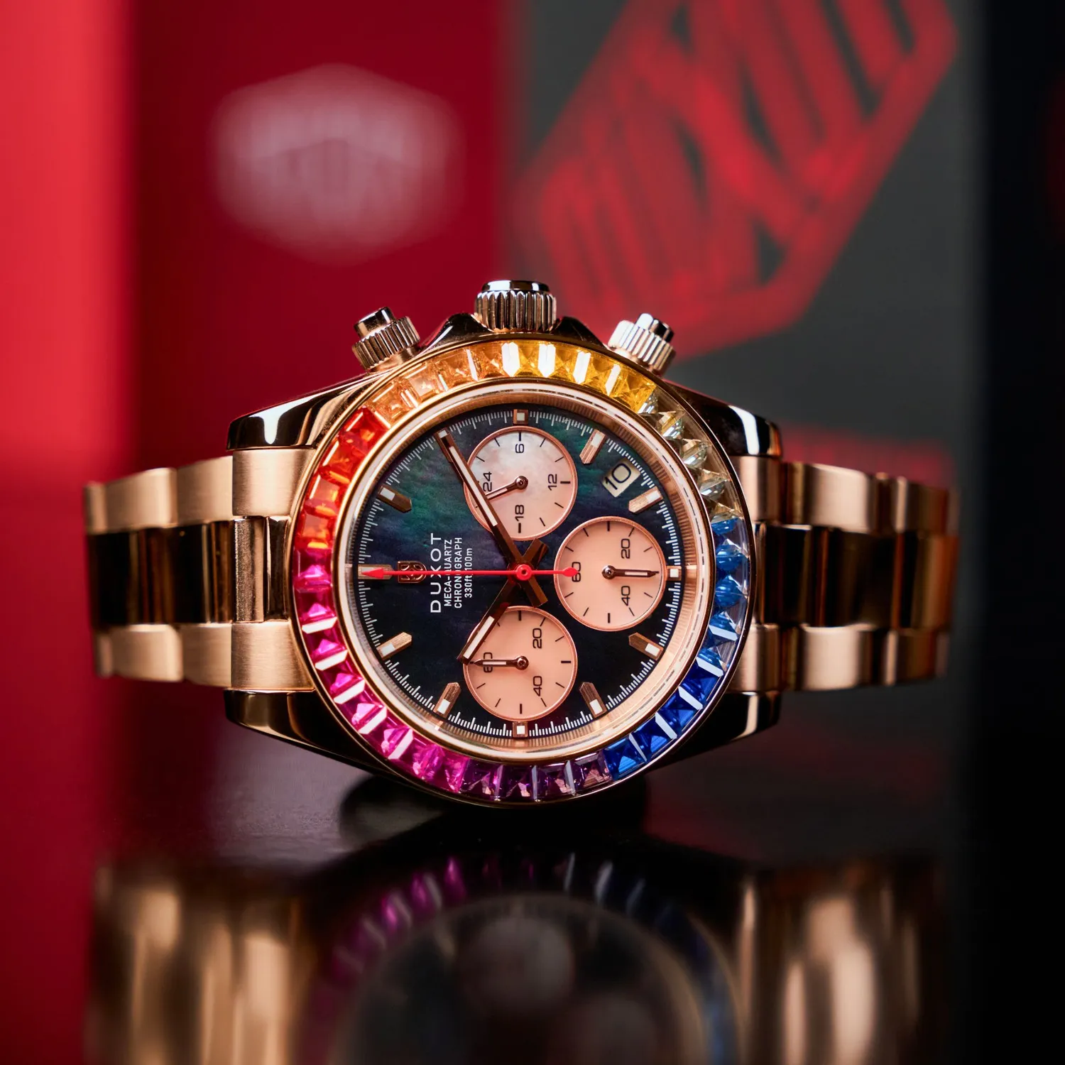 Duxot Accelero Rainbow Chronograph kronograf 40 mm perlerosa