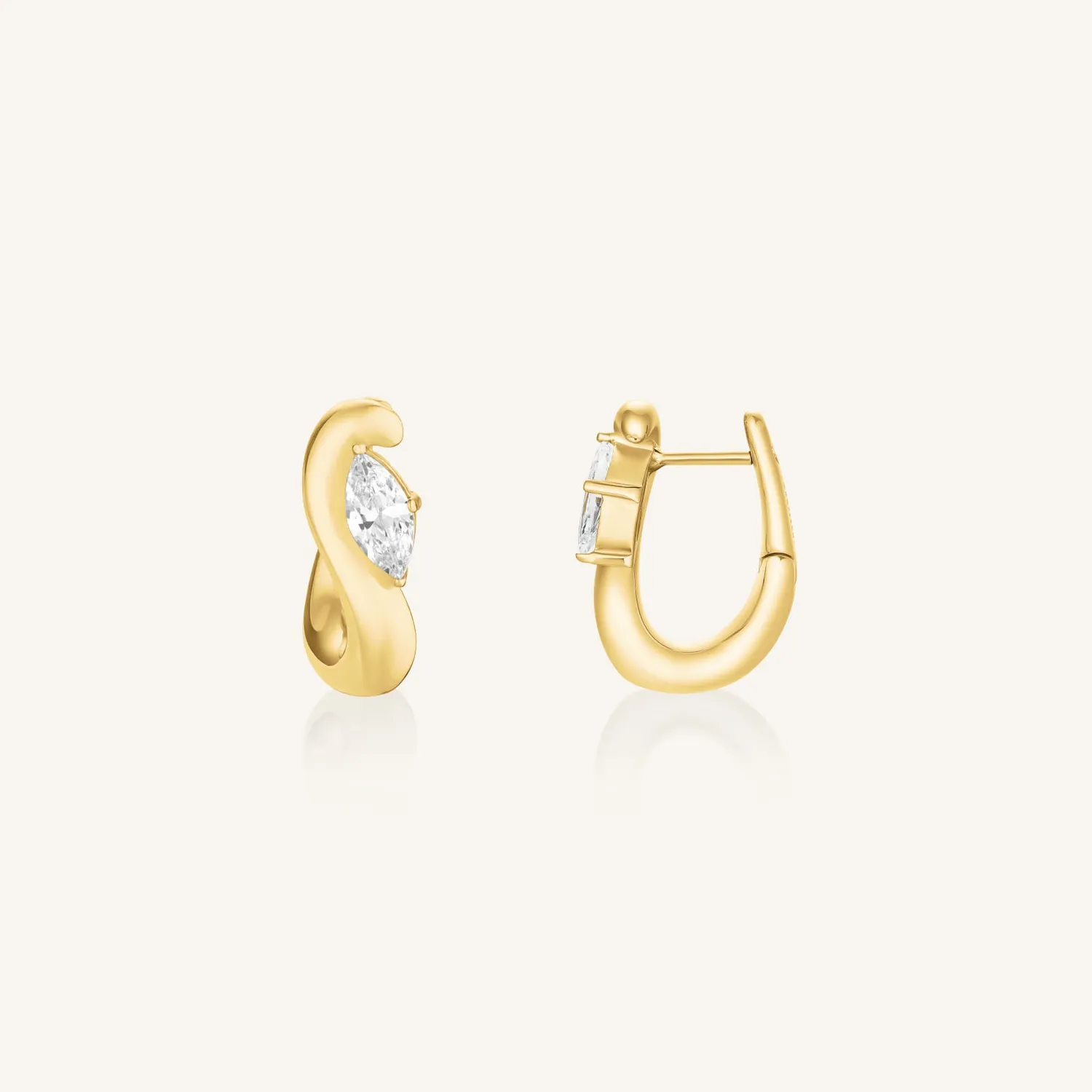 Rosefield Marquise Wave Hoops øredobber gull