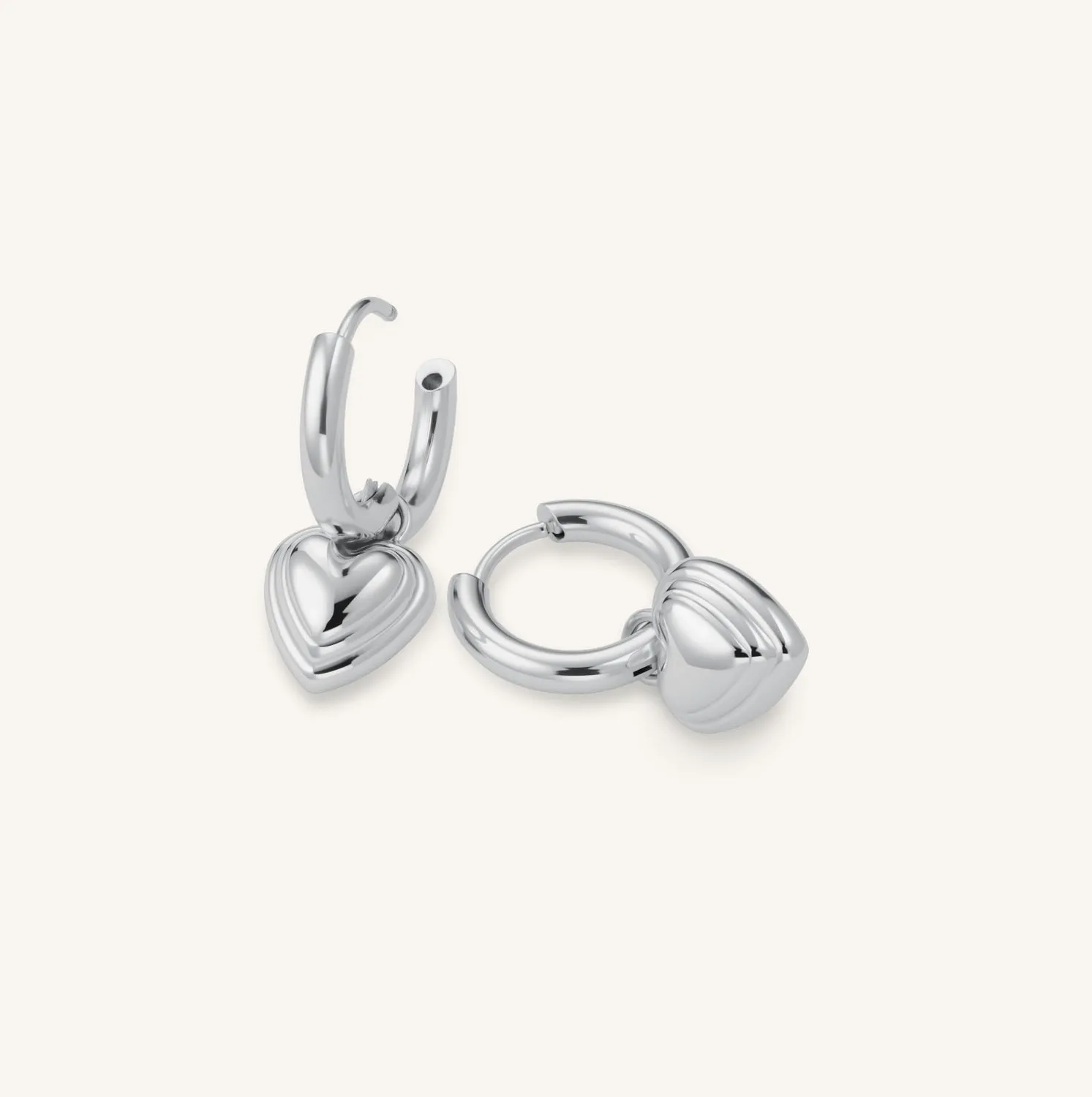 Rosefield Essentials Heart Pendant Earrings øredobber gull og sølv