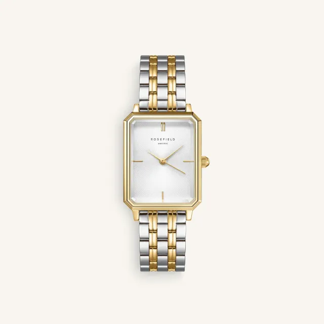 Rosefield Octagon Duotone klokke gull sølv 23 × 29 mm