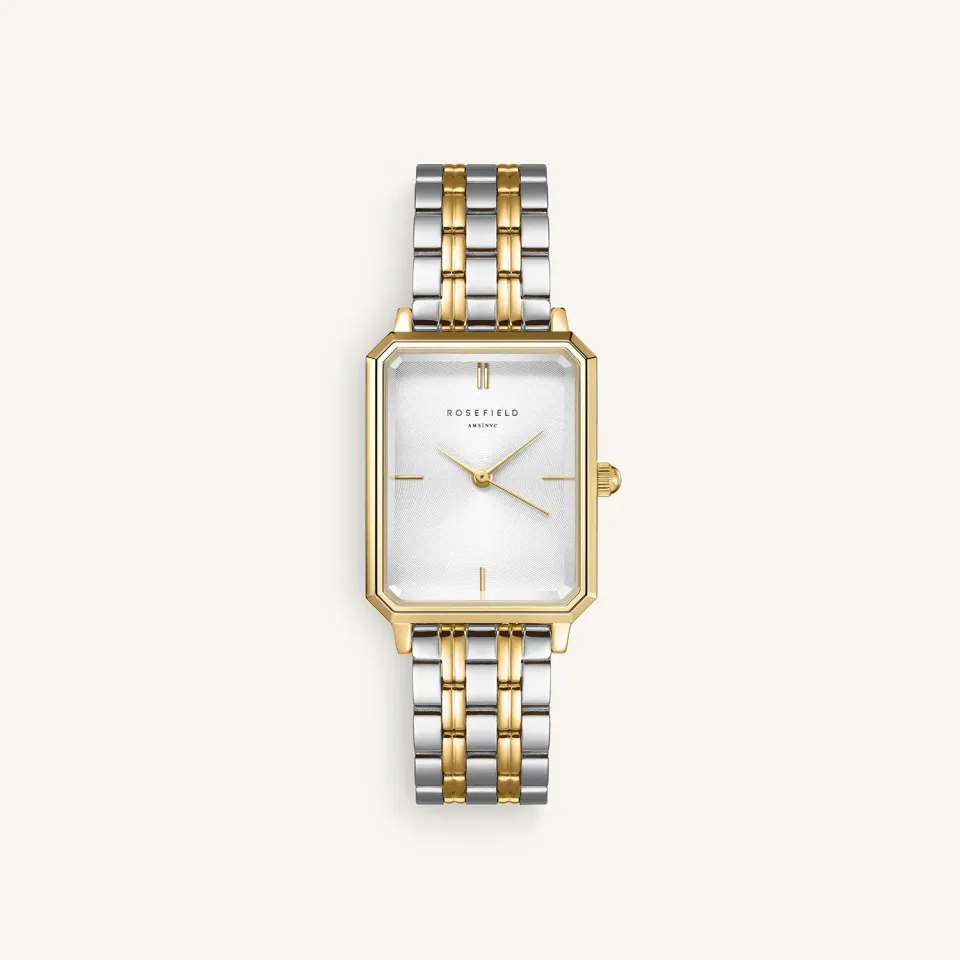 Rosefield Octagon Duotone klokke gull sølv 23 × 29 mm