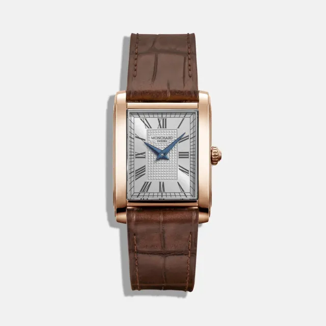 MonChard Classic White on Strap klokke roségull skinnrem