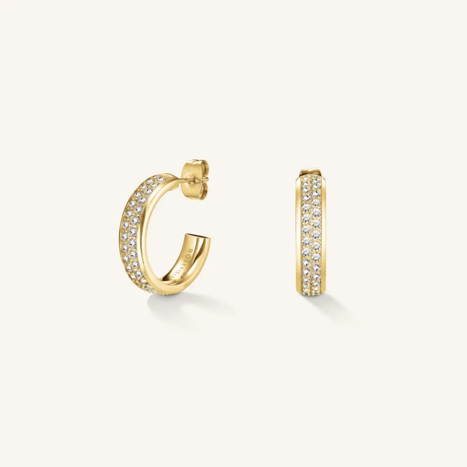 Rosefield Essentials Crystal Hoops øredobber gullbelagt stål