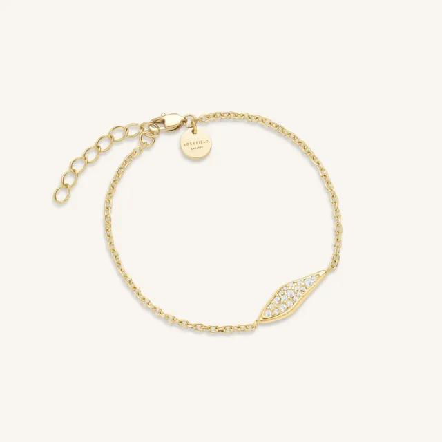 Rosefield Pave Leaf armbånd gullfarget, justerbart