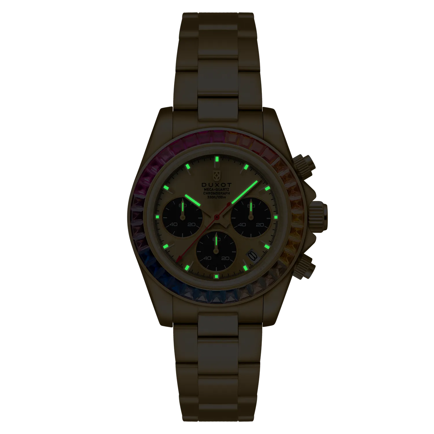 Duxot Accelero Rainbow Chronograph Sunray Gold klokke, 40 mm