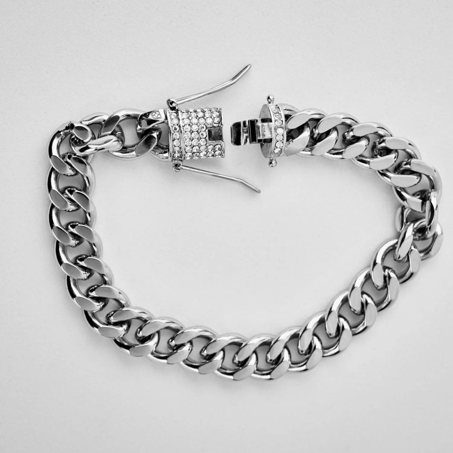 Duxot Accelero Silver armbånd cubansk lenke med zirkonia