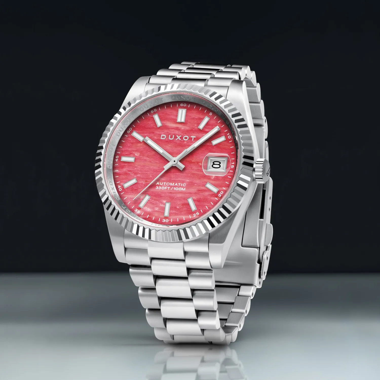 Duxot Marcel Pink Opal klokke, natursteinskive
