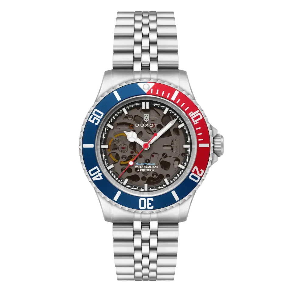 Duxot Atlantica Skeleton Diver automatisk klokke blå 100 m
