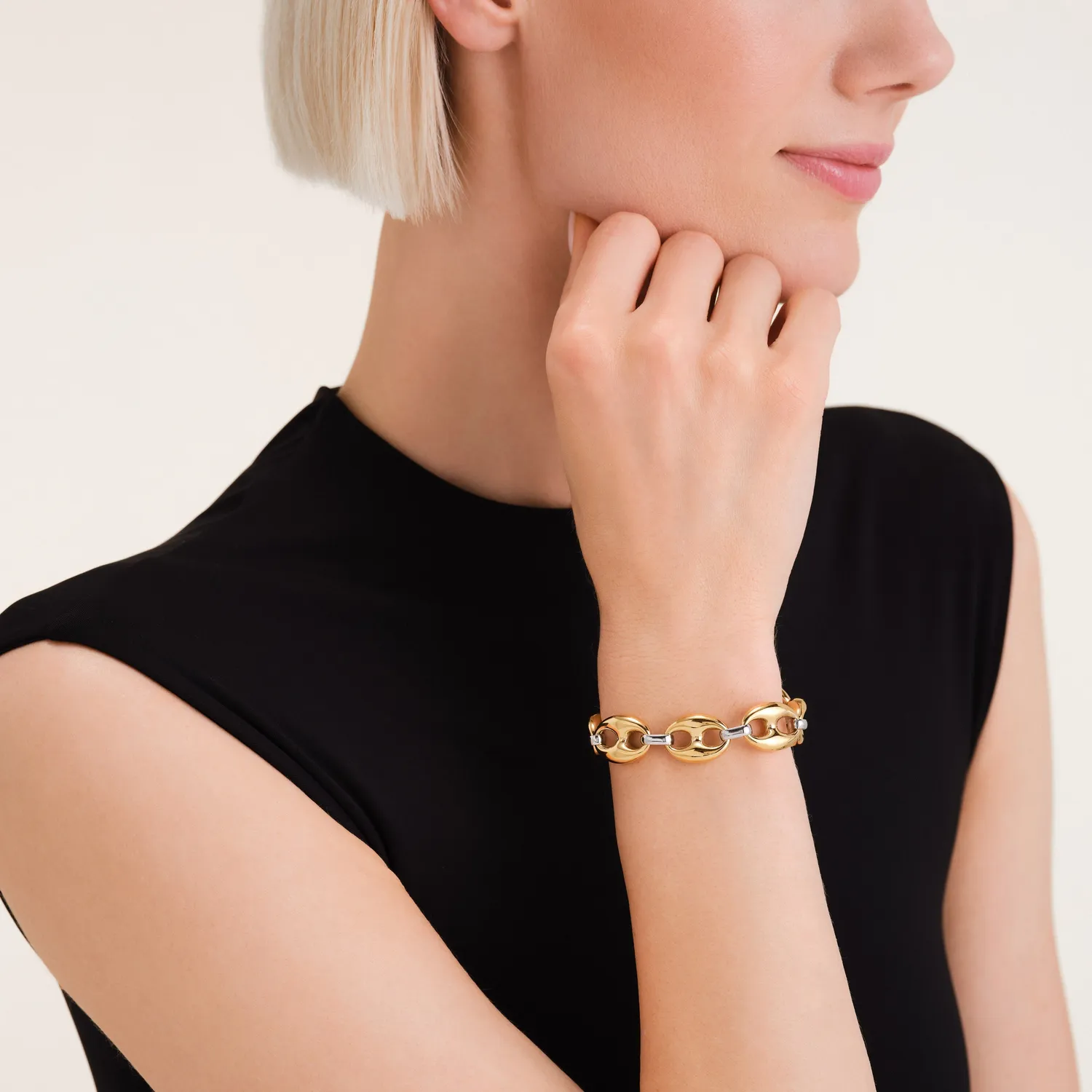 Rosefield Essentials Coffee Bean Duotone Bracelet armbånd gull sølv