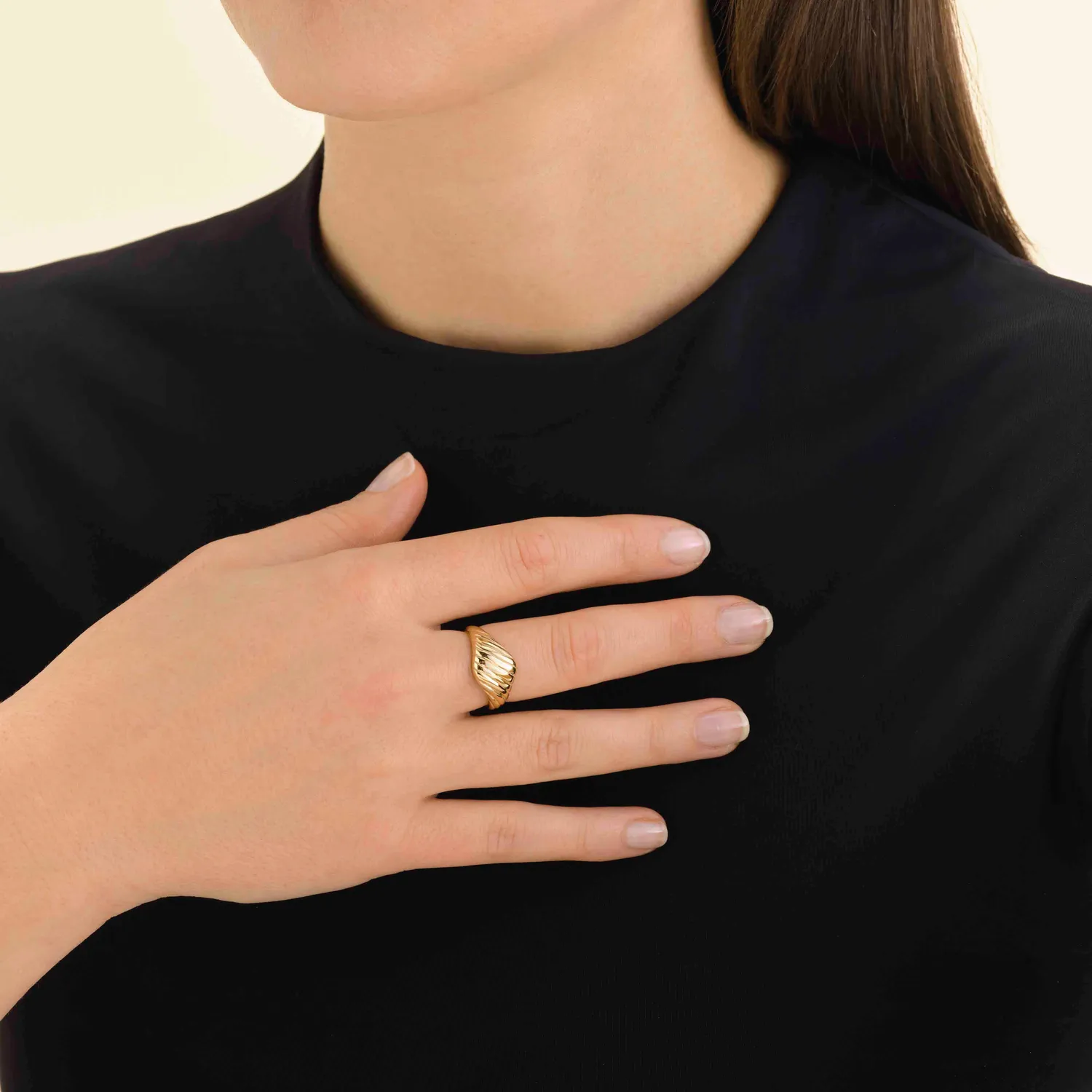 Rosefield Stripe Ring ring gull størrelse 52