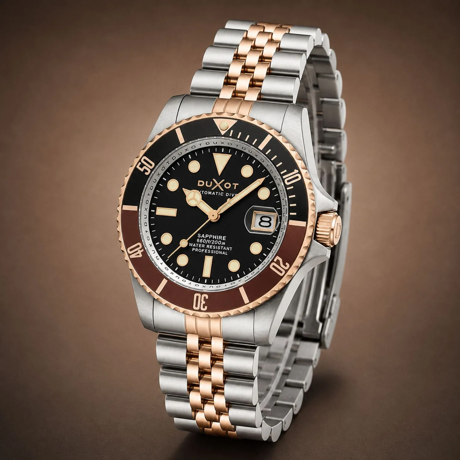 Duxot Atlantica Diver Automatic Two Tone Brown klokke 20 ATM