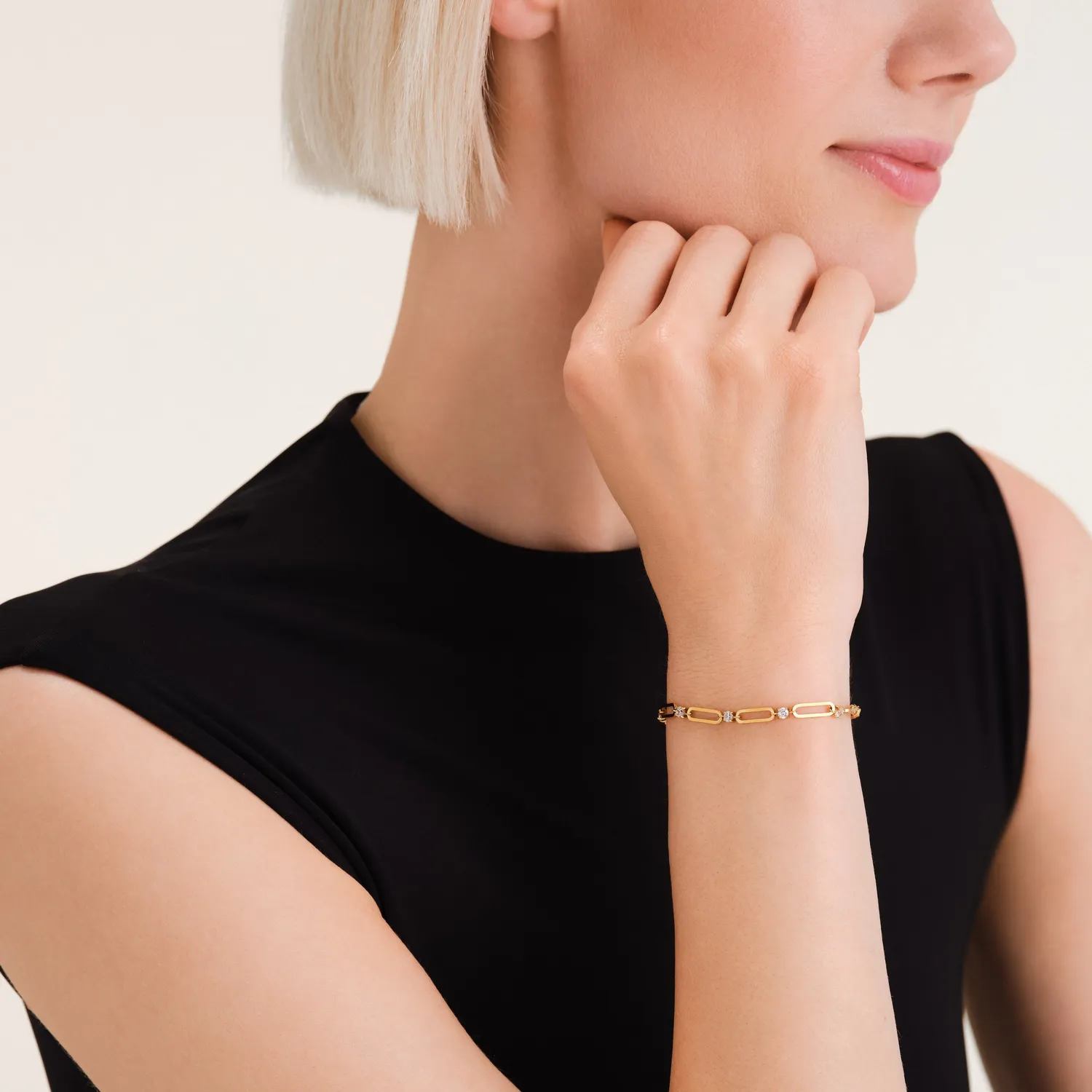 Rosefield Essentials Round Stones Bracelet armbånd gull og sølv justerbart