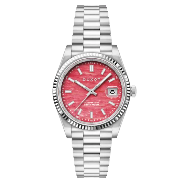 Duxot Marcel Pink Opal klokke, natursteinskive