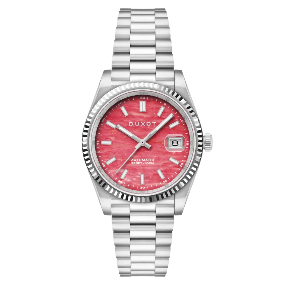 Duxot Marcel Pink Opal klokke, natursteinskive