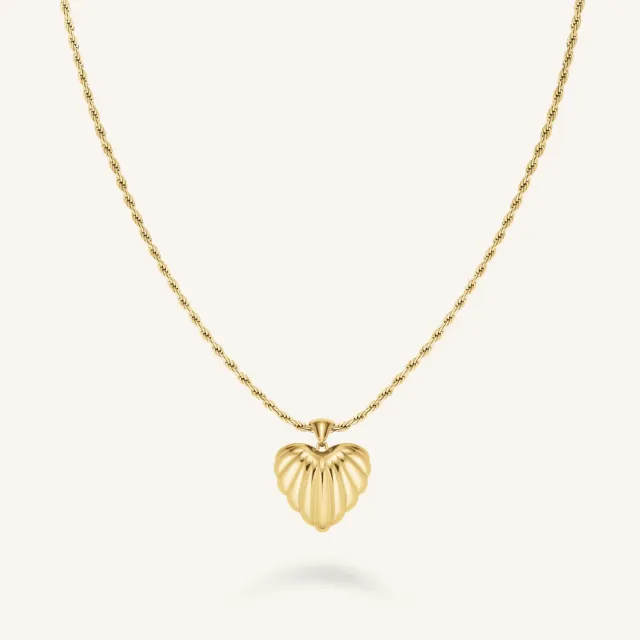 Rosefield Essentials Ridged Heart Necklace-halskjede gull 44–48 cm