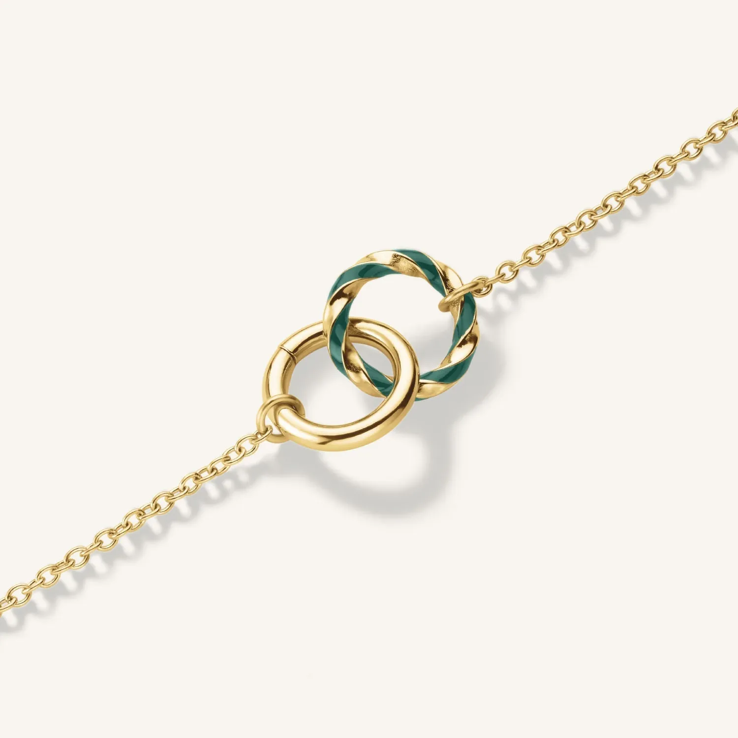 Rosefield Essentials Emerald Duo Necklace halskjede 45–49 cm grønn emalje