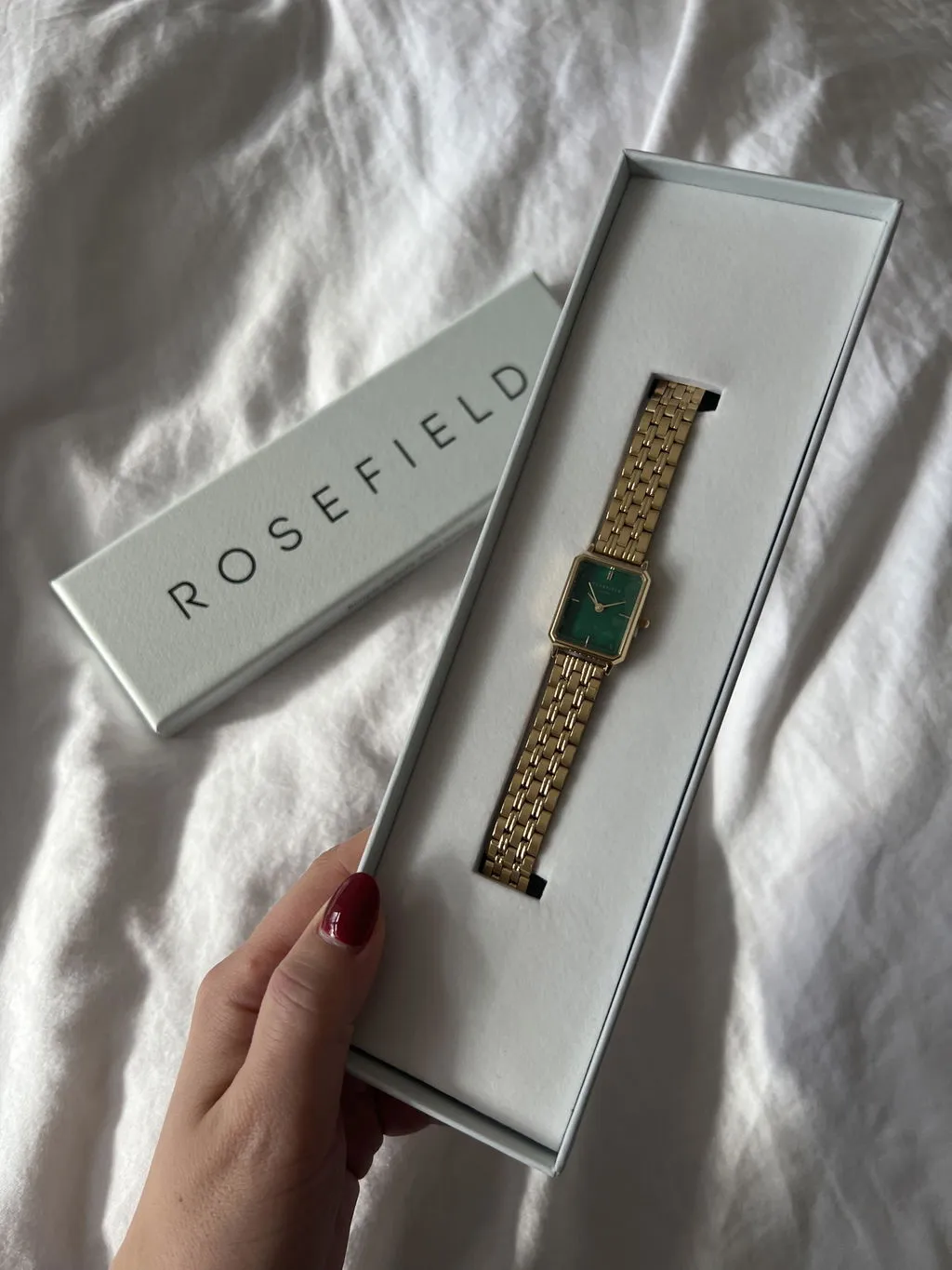 Rosefield Octagon XS Emerald klokke 19,5 mm grønn perlemor