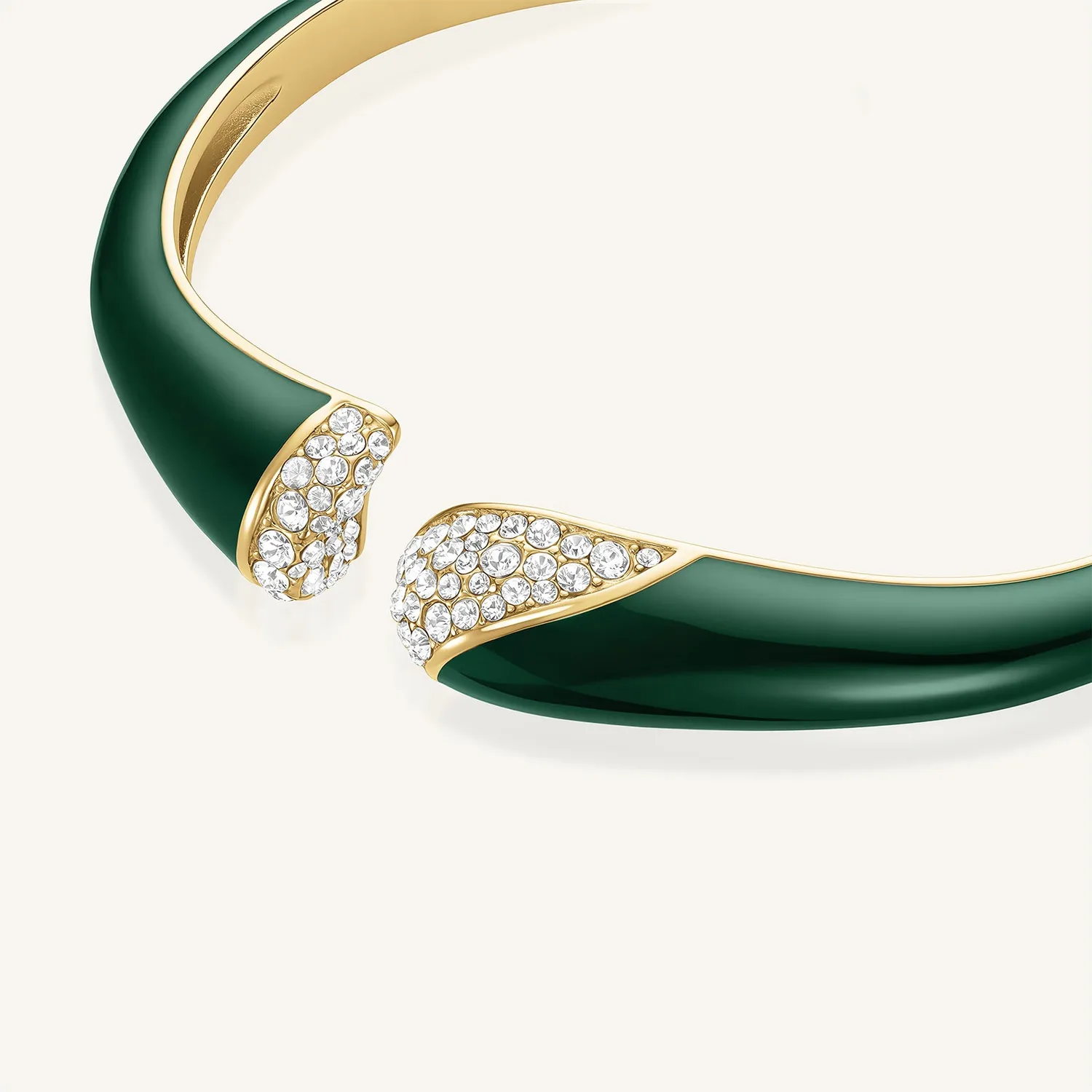 Rosefield Enamel Pave Bangle armring gull og grønn hengslet