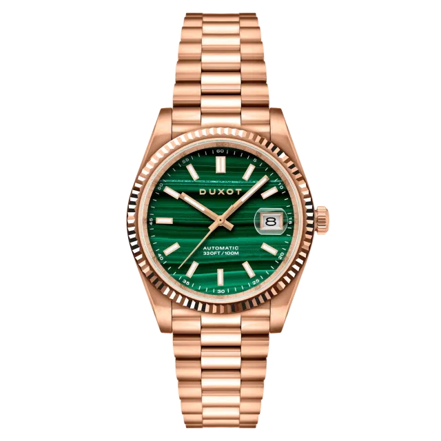Duxot Marcel Green Malachite klokke malakitt