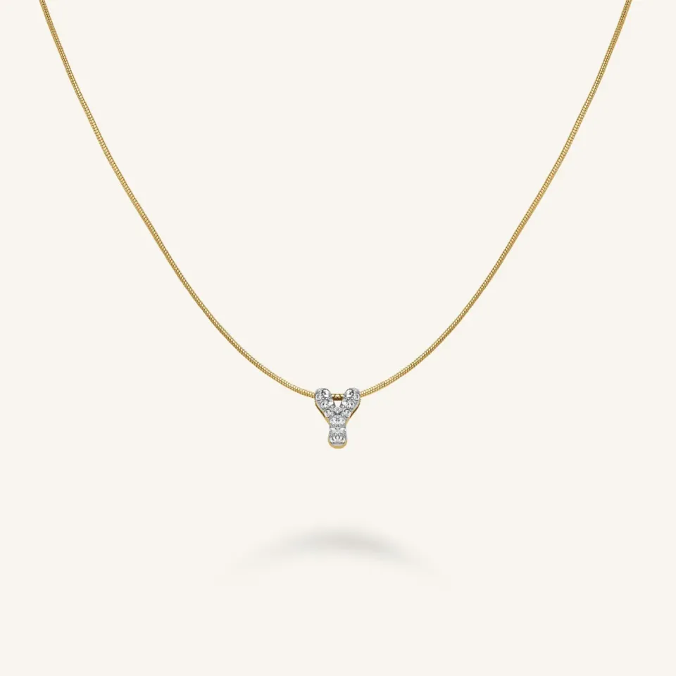 Rosefield Crystal Letter Y halskjede gull