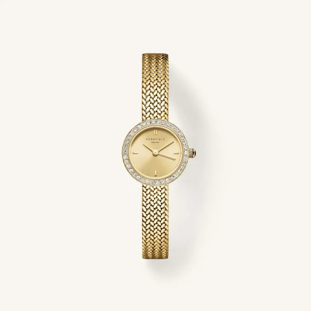 Rosefield Mini Small Edit Gold klokke gull 20,4 mm champagne