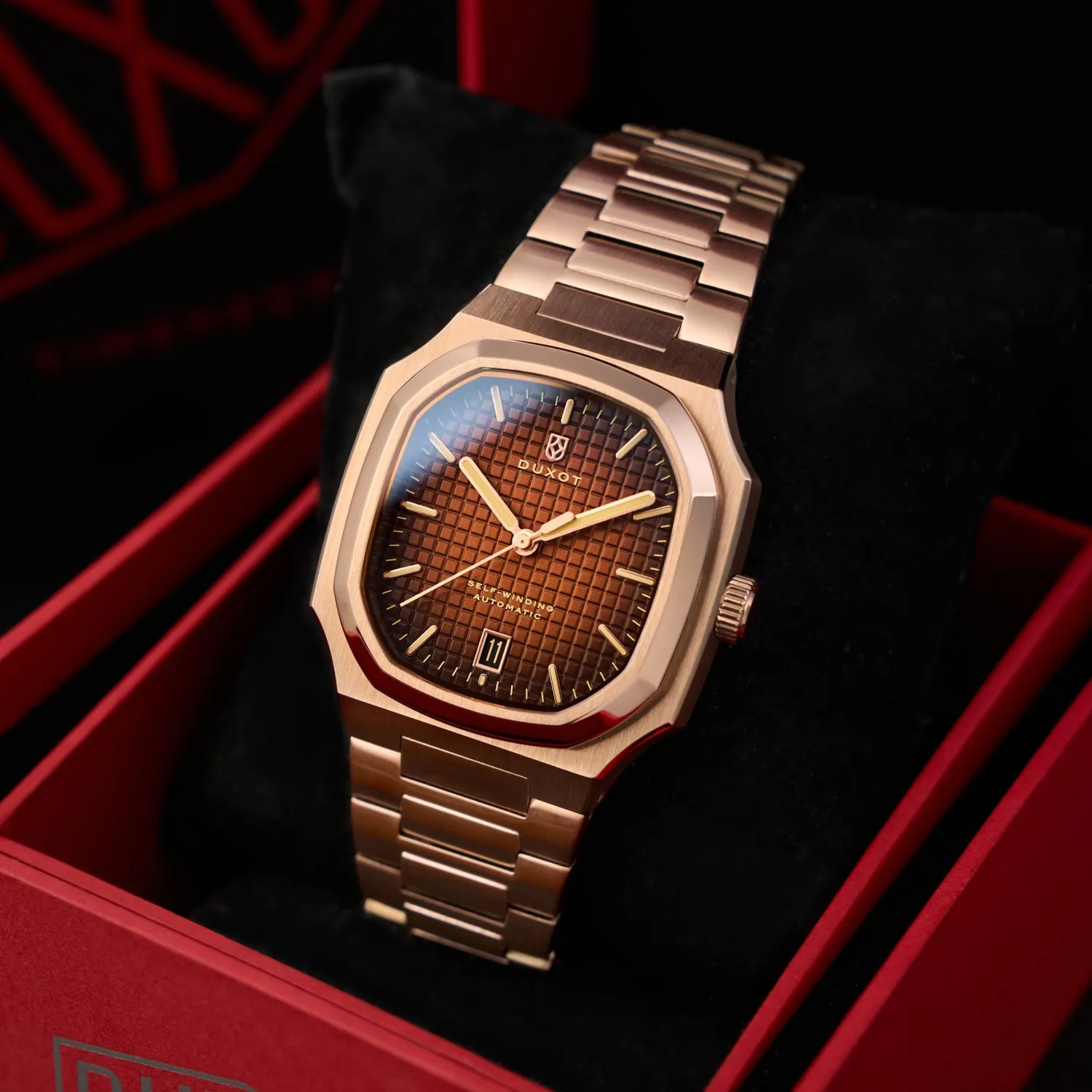 Duxot Colmar Automatic klokke Copper Brown 38 mm oktagonal