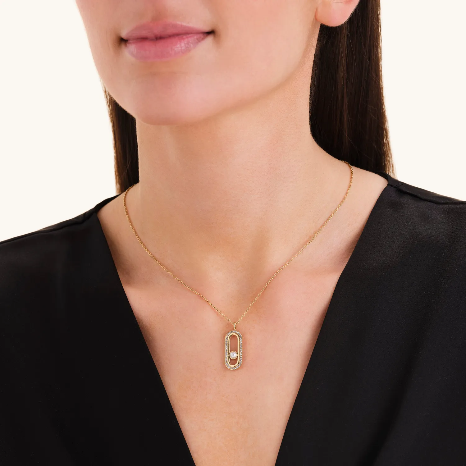 Rosefield Pearl Crystals Necklace halskjede gullbelagt 45–49 cm
