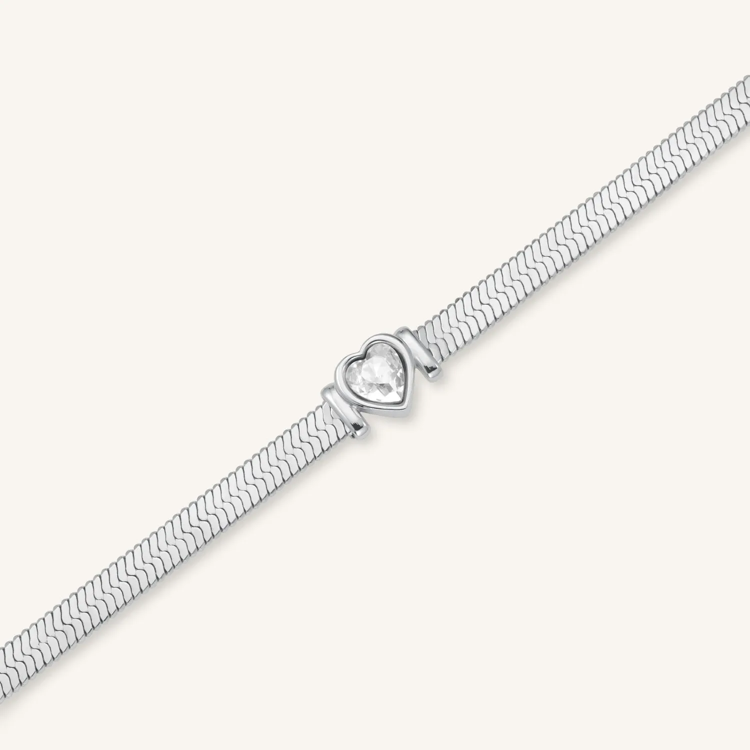 Rosefield Essentials Snake Heart Bracelet Silver armbånd sølv