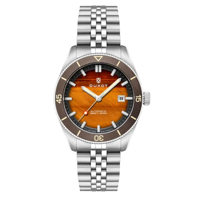 Duxot Pacifico Tiger Eye automatisk klokke steinskive