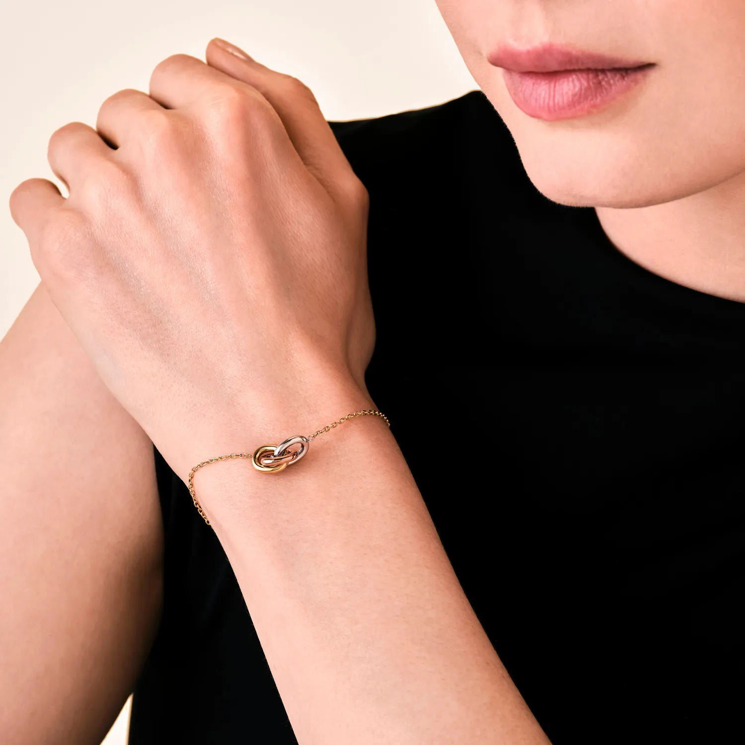 Rosefield 3 Rings Bracelet armbånd gull, sølv og roségull