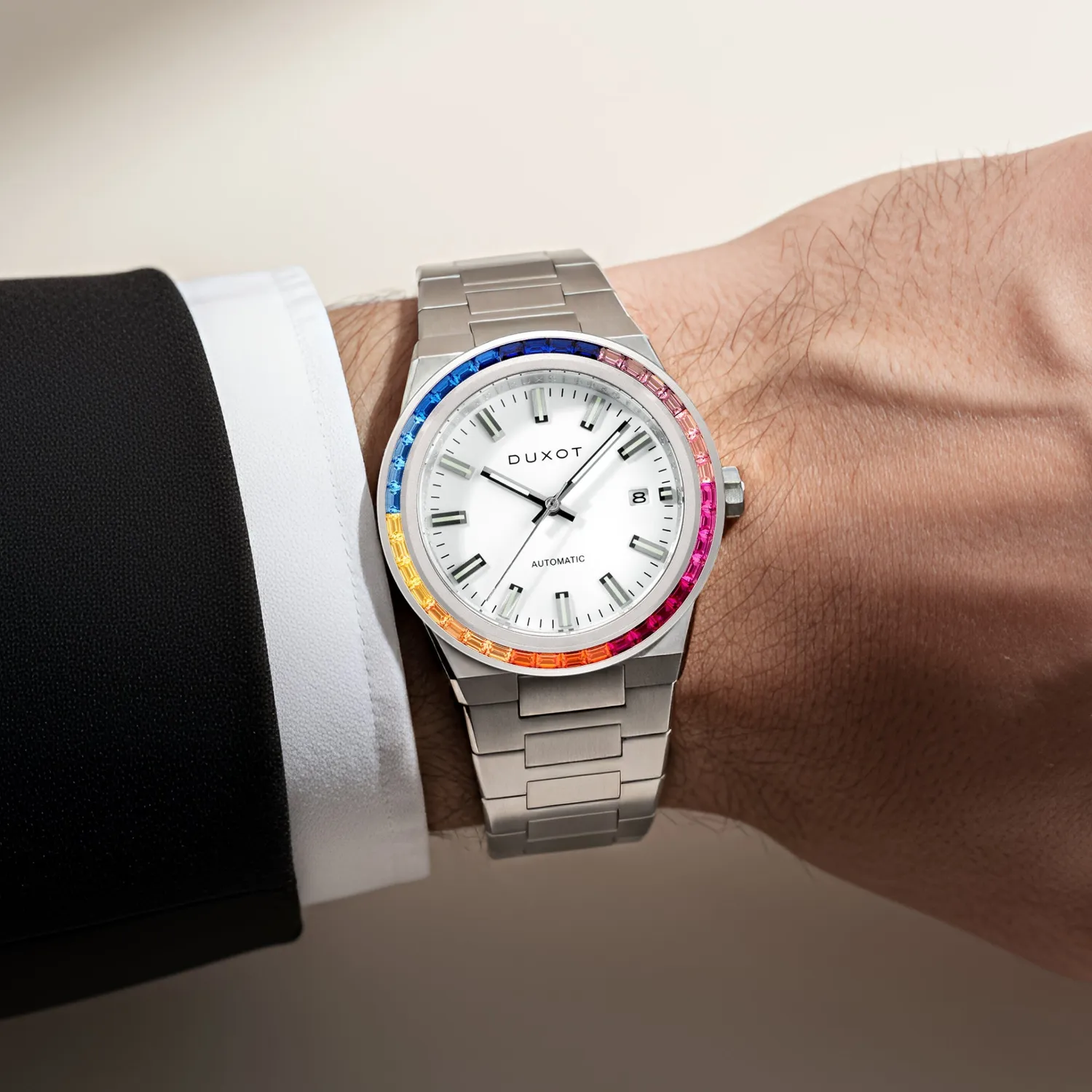Duxot Alicante Alabaster Rainbow klokke med utskiftbar bezel