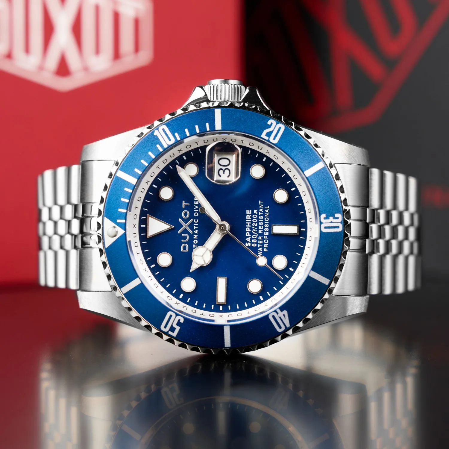 Duxot Atlantica DX-2057 automatisk dykkerklokke Saxe Blue 20 ATM