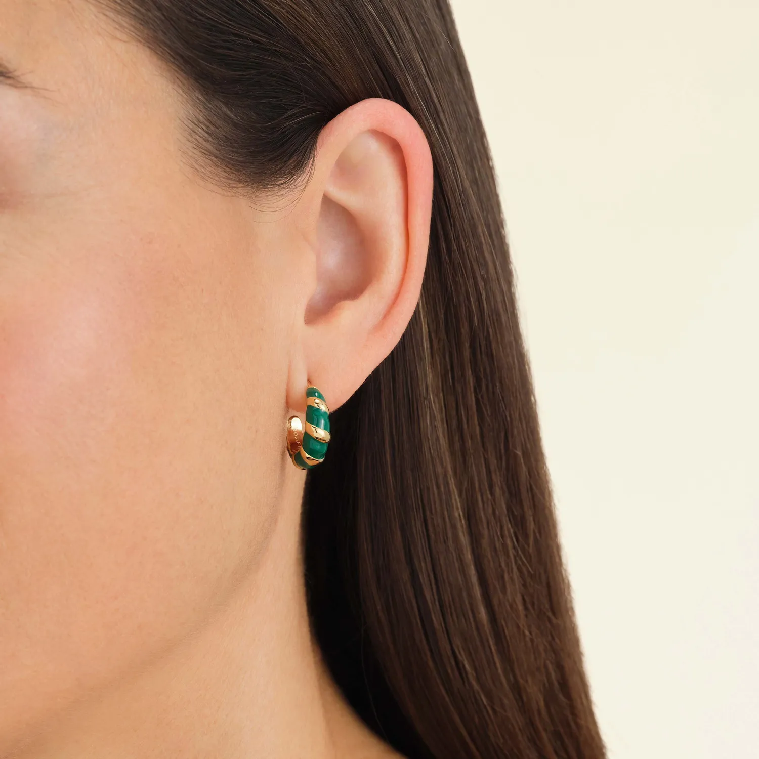 Rosefield Emerald Croissant Hoops hoops – grønn emalje