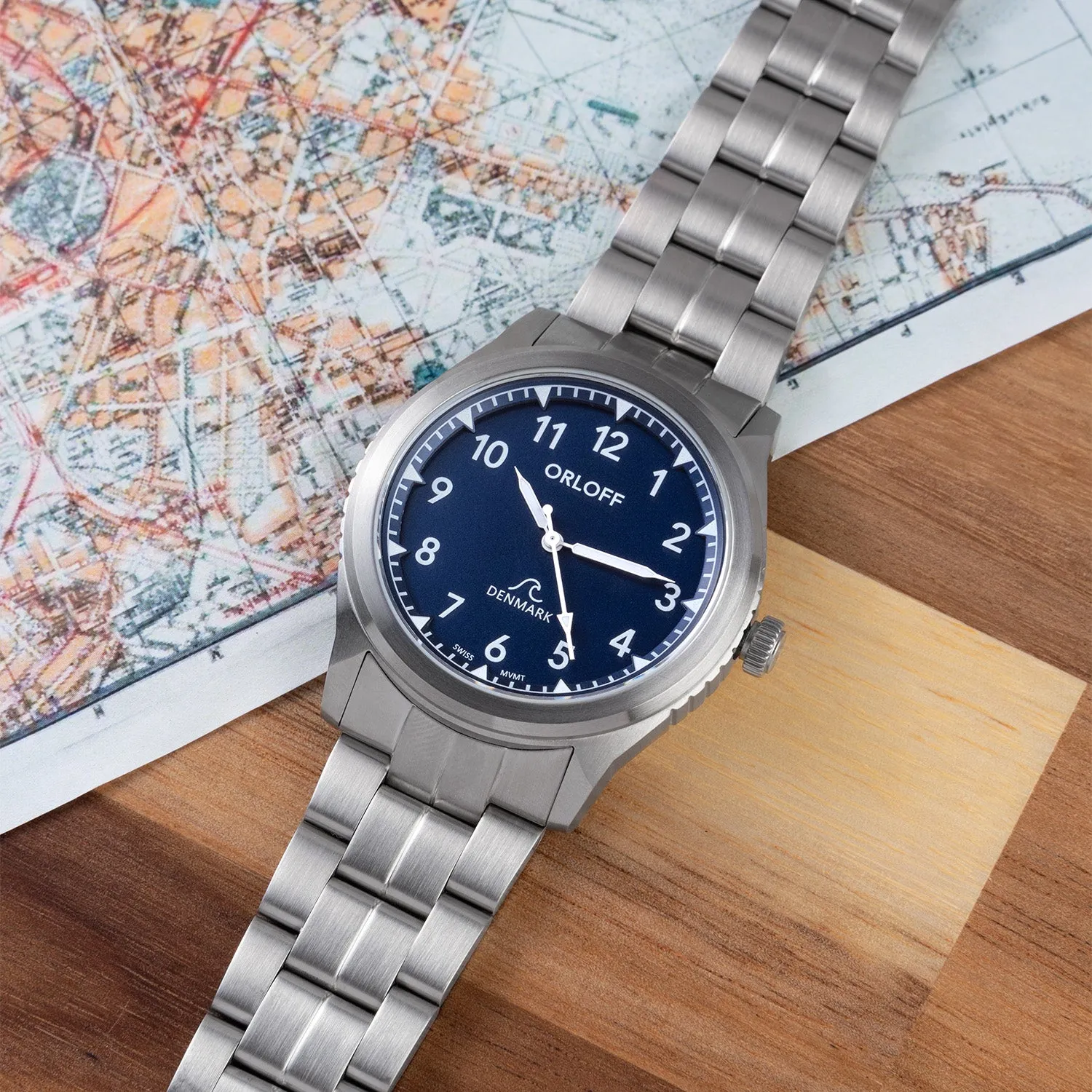Orloff Ocean O1005 herreklokke blå urskive stållenkemodell