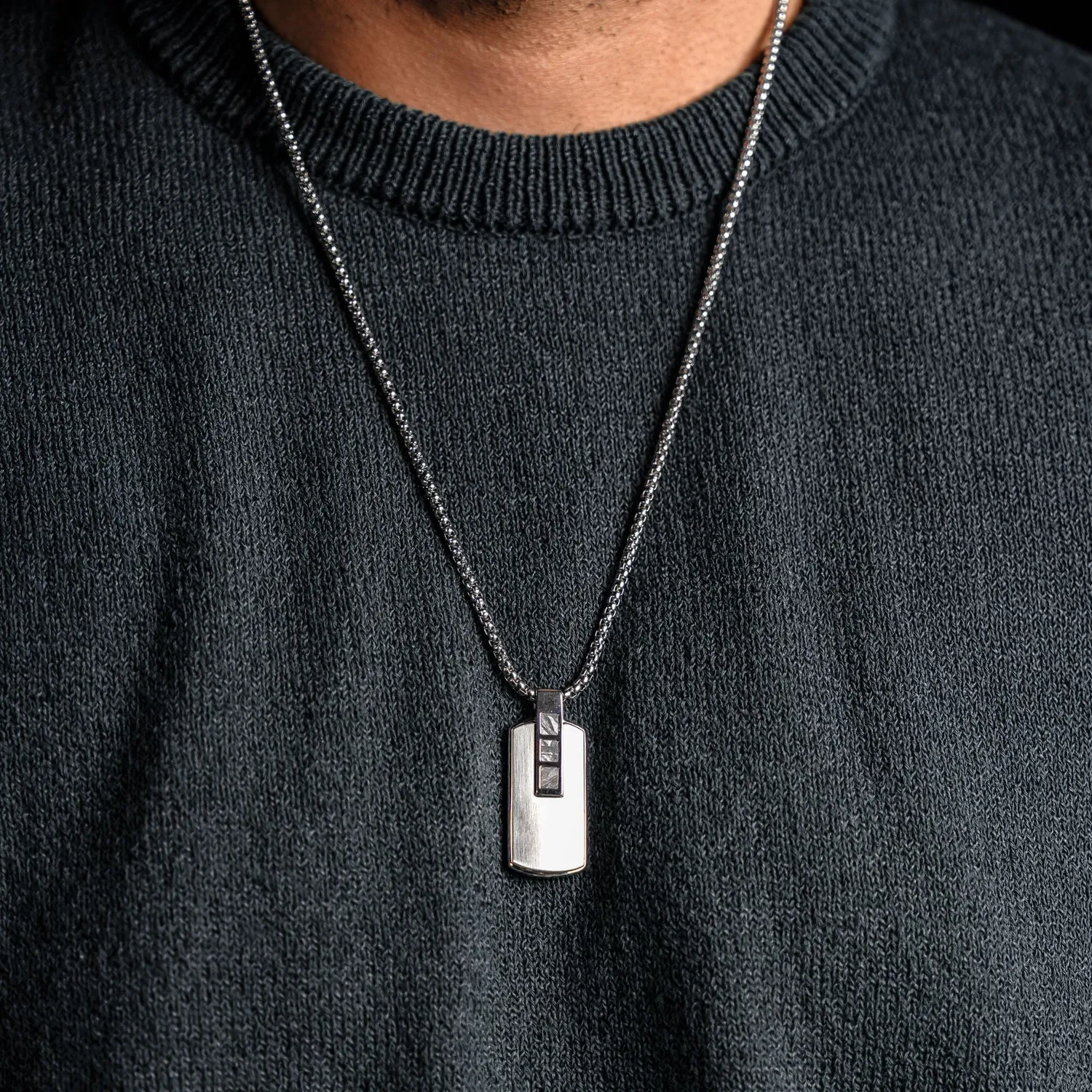 Duxot Accelero Shiny Silver Meteorite dog tag-anheng meteoritt