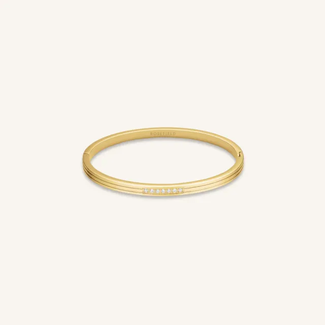 Rosefield Striped Crystals Bangle armring gull og sølv