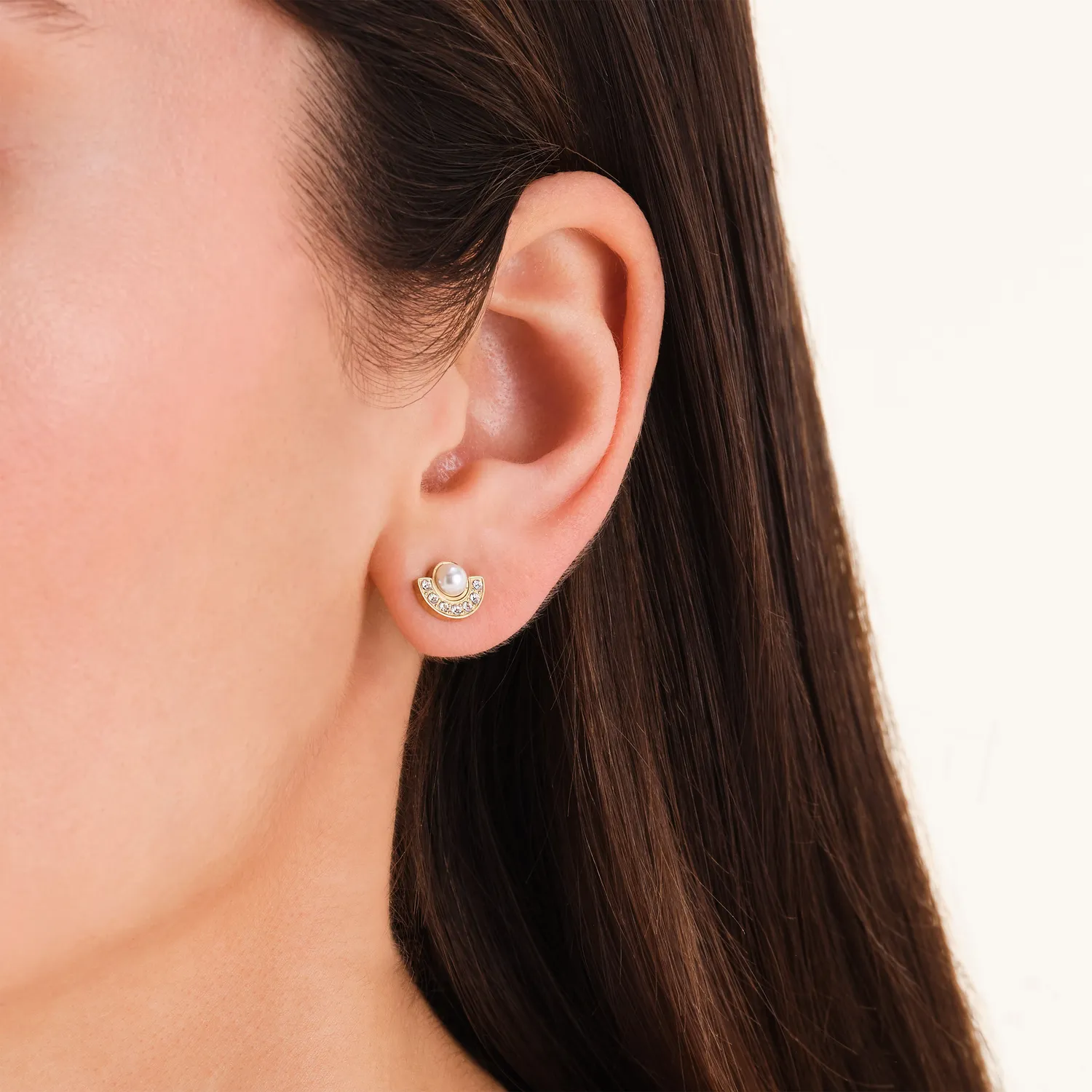 Rosefield Pearl Halo Studs øredobber gullbelagt