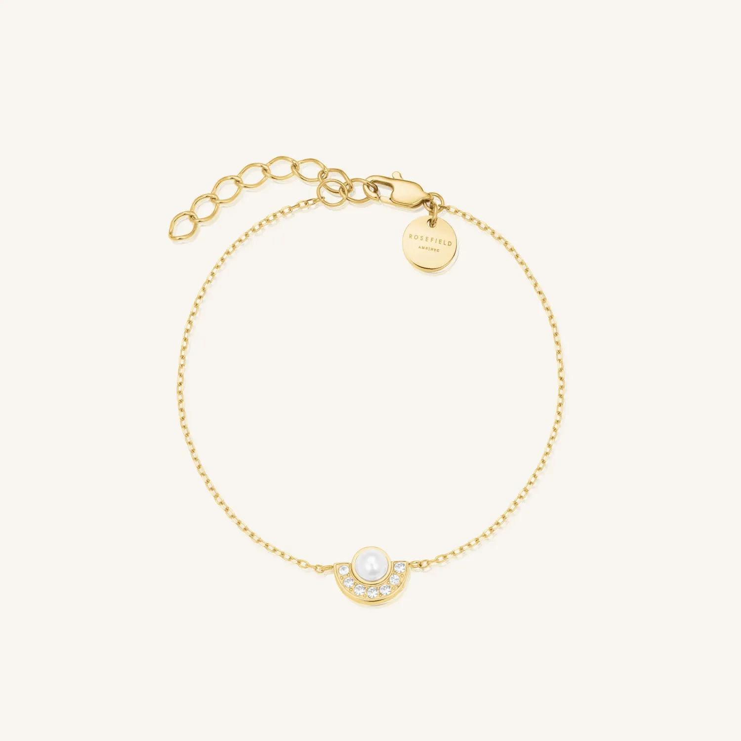 Rosefield Pearl Halo armbånd gull justerbart