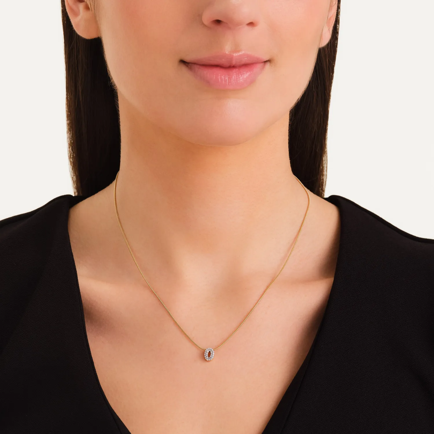 Rosefield Crystal Letter O Necklace halskjede gull bokstav O