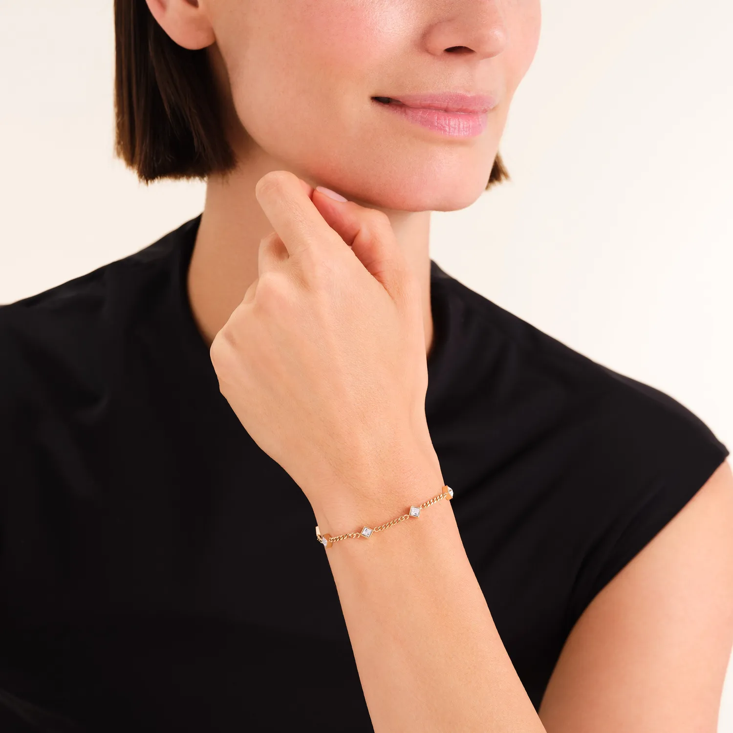 Rosefield Crystal Bracelet armbånd gull/sølv justerbart stål