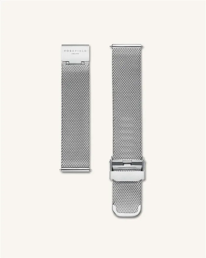 Rosefield Mesh Silver Strap klokkelenke 38 mm 18 mm