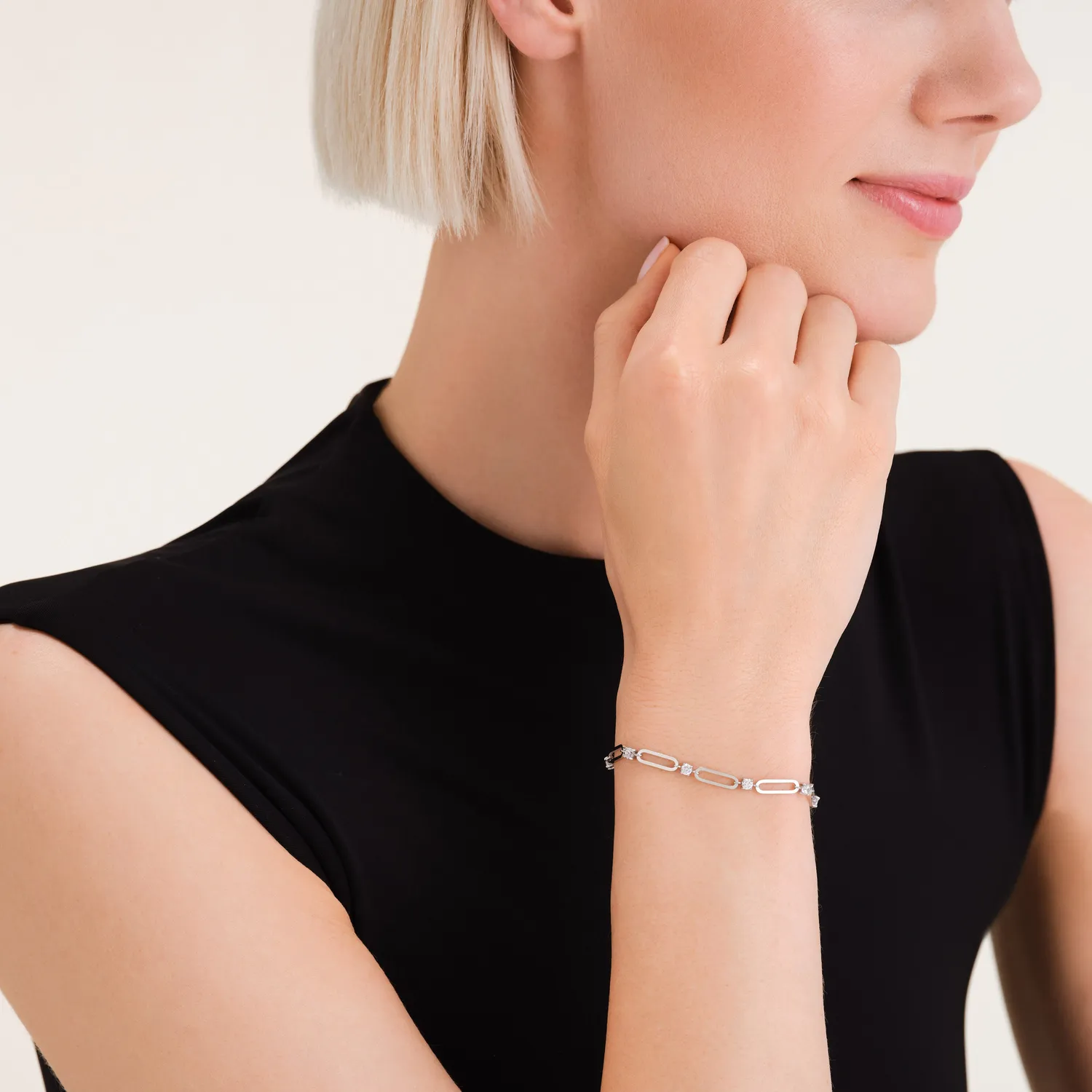 Rosefield Essentials Round Stones Bracelet armbånd gull og sølv justerbart