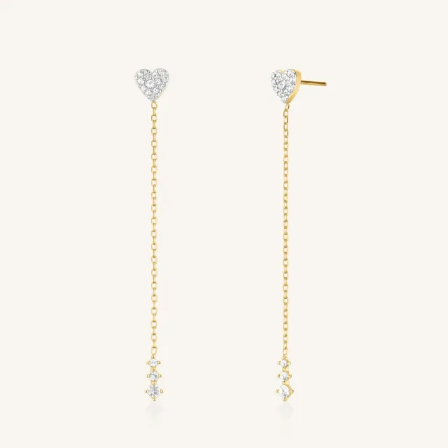 Rosefield Essentials Long Heart Earrings øredobber gull