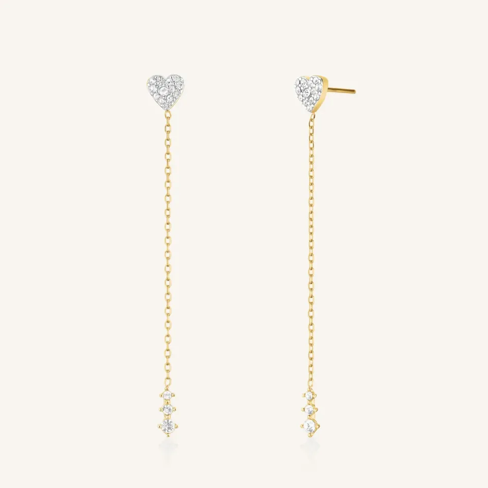 Rosefield Essentials Long Heart Earrings øredobber gull