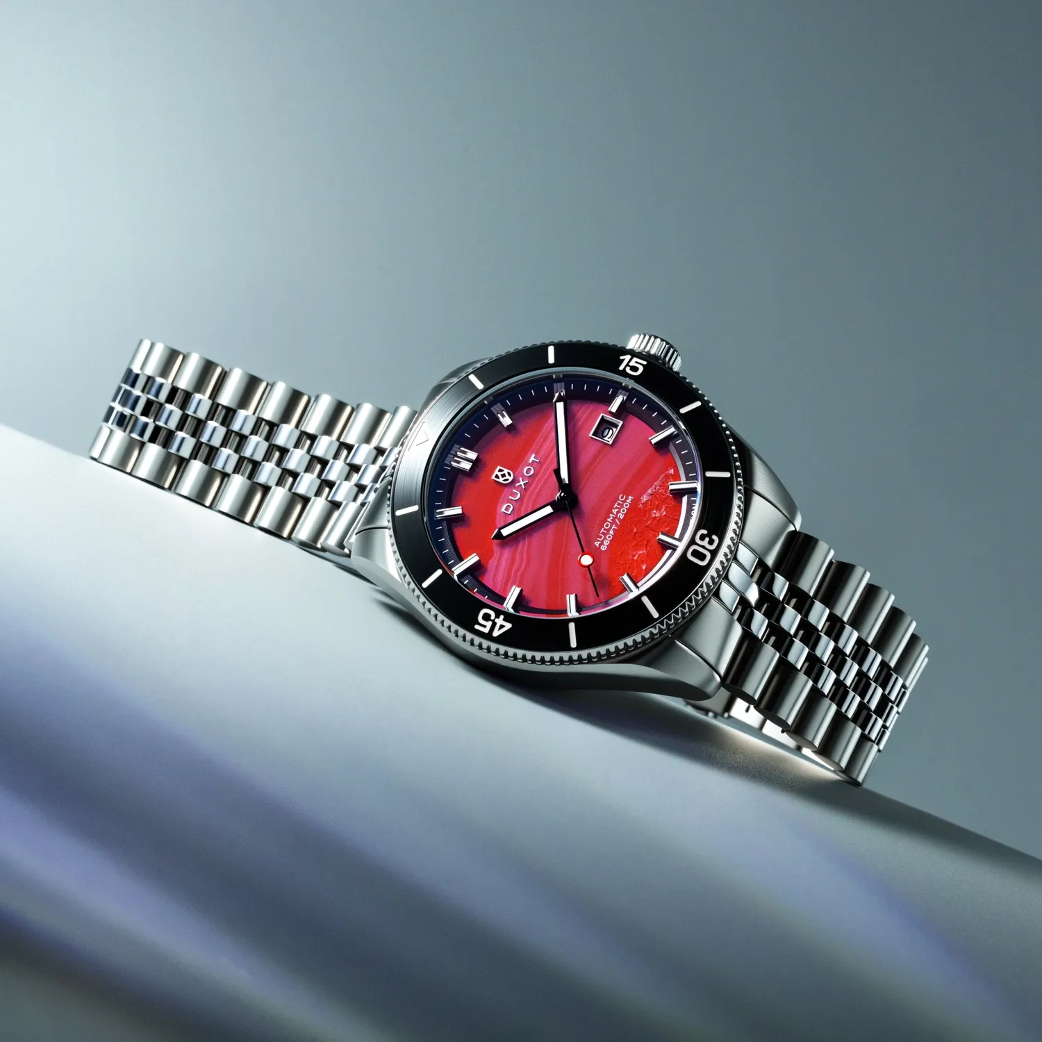 Duxot Pacifico Red Jasper automatisk klokke rød jaspisskive
