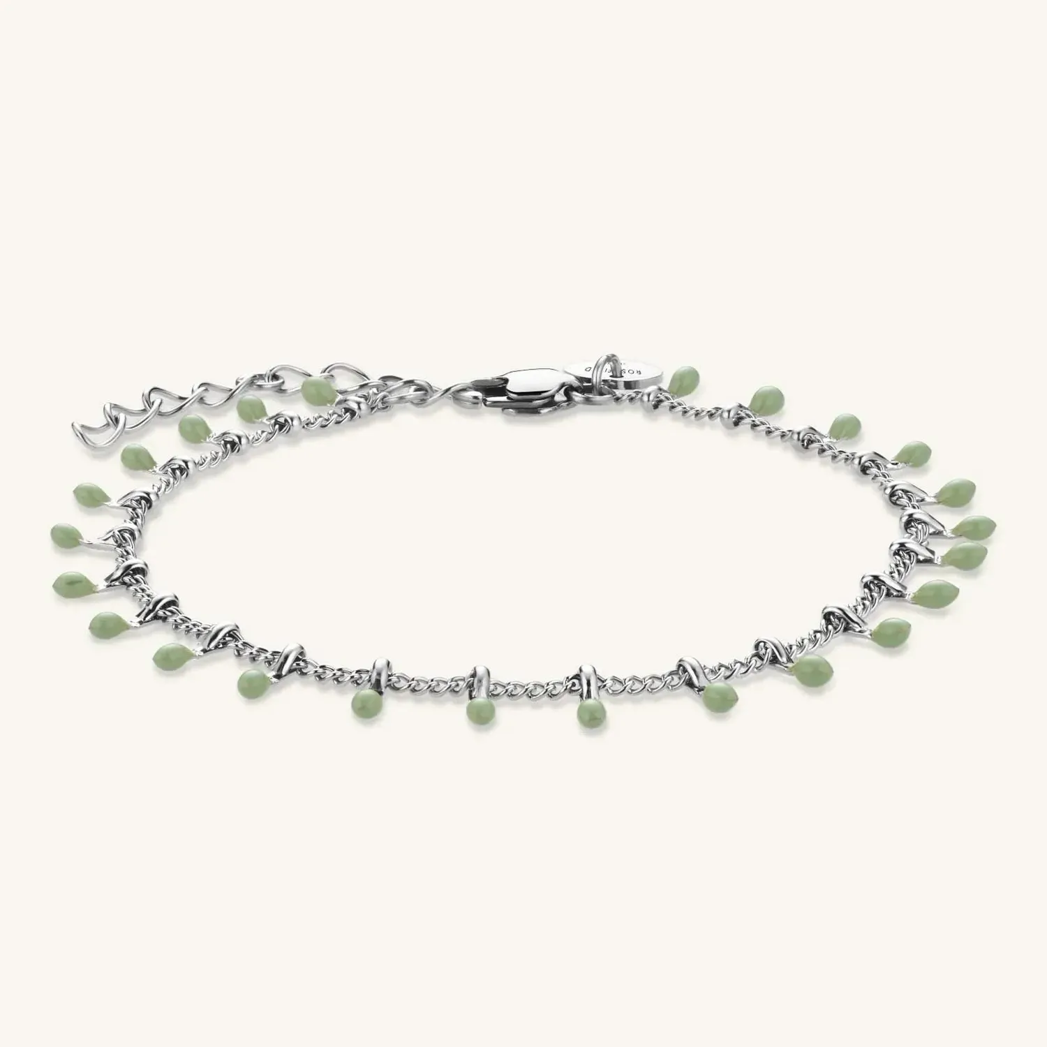 Rosefield Green Drip armbånd grønn emalje, justerbart