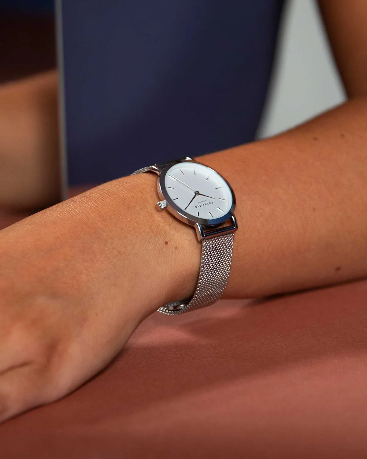 Rosefield Tribeca klokke 33 mm sølv mesh