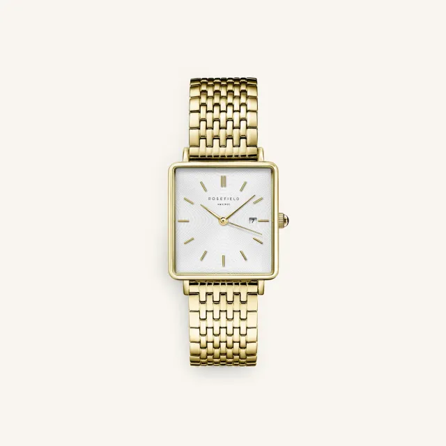 Rosefield Boxy klokke gull 26 mm stållenke